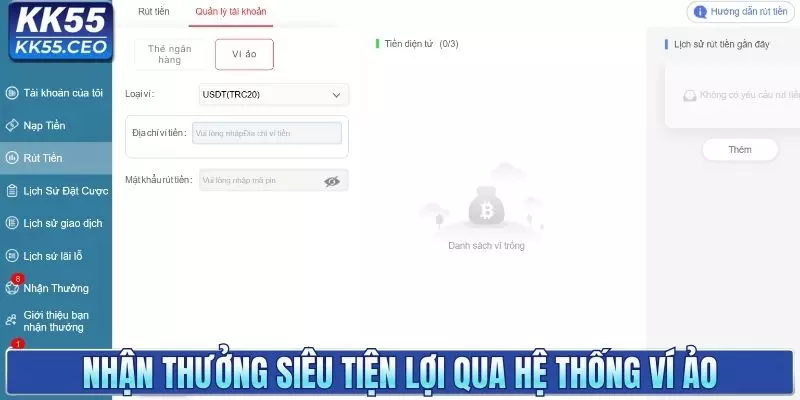 Nhận thưởng siêu tiện lợi qua hệ thống ví ảo